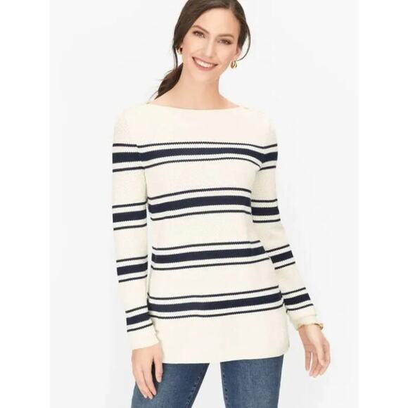 Talbots Women's Striped Sweater Large Multicolor Boat Neck Long Sleeve Casual - Picture 2 of 8